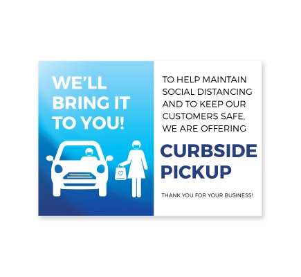 Curbside Pick Up Window Cling  8.5" x 11" Blue Pack of 25 